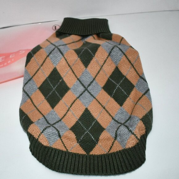 KYEESE Comfy Turtleneck Dog Sweater Diamond Plaid for Small Dog Large - Picture 1 of 4